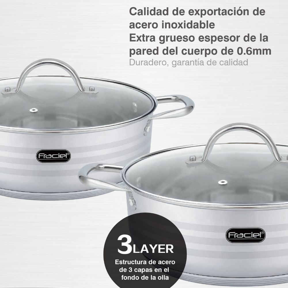 Juego de Budineras Turin Acero Inoxidable 3 pz Fraciel