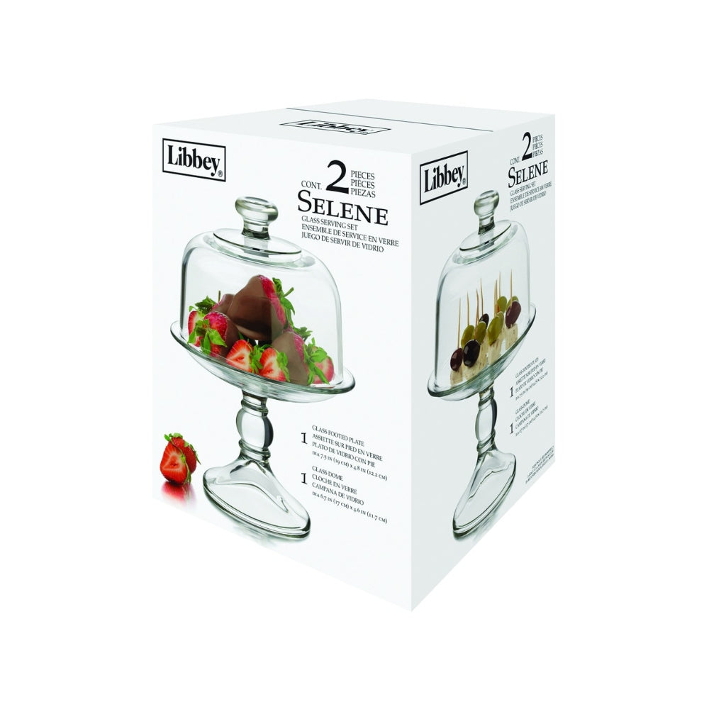 Pastelero Botanero base 19cm/ domo 17cm Vidrio Selene Libbey