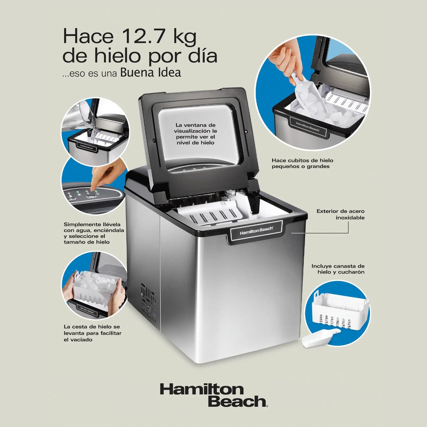 Maquina de Hielo 12.7kg - Hamilton Beach