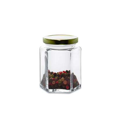 Tarro Hexagonal con Tapa 300ml - Global Fuentes