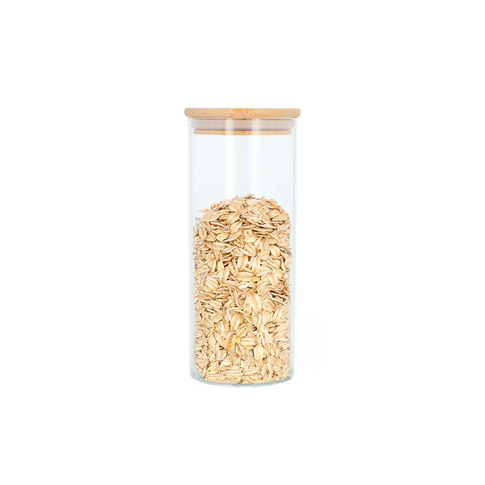 Tarro Tubular con Tapa Bambu 1L - Global Fuentes