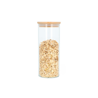 Tarro Tubular con Tapa Bambu 1L - Global Fuentes