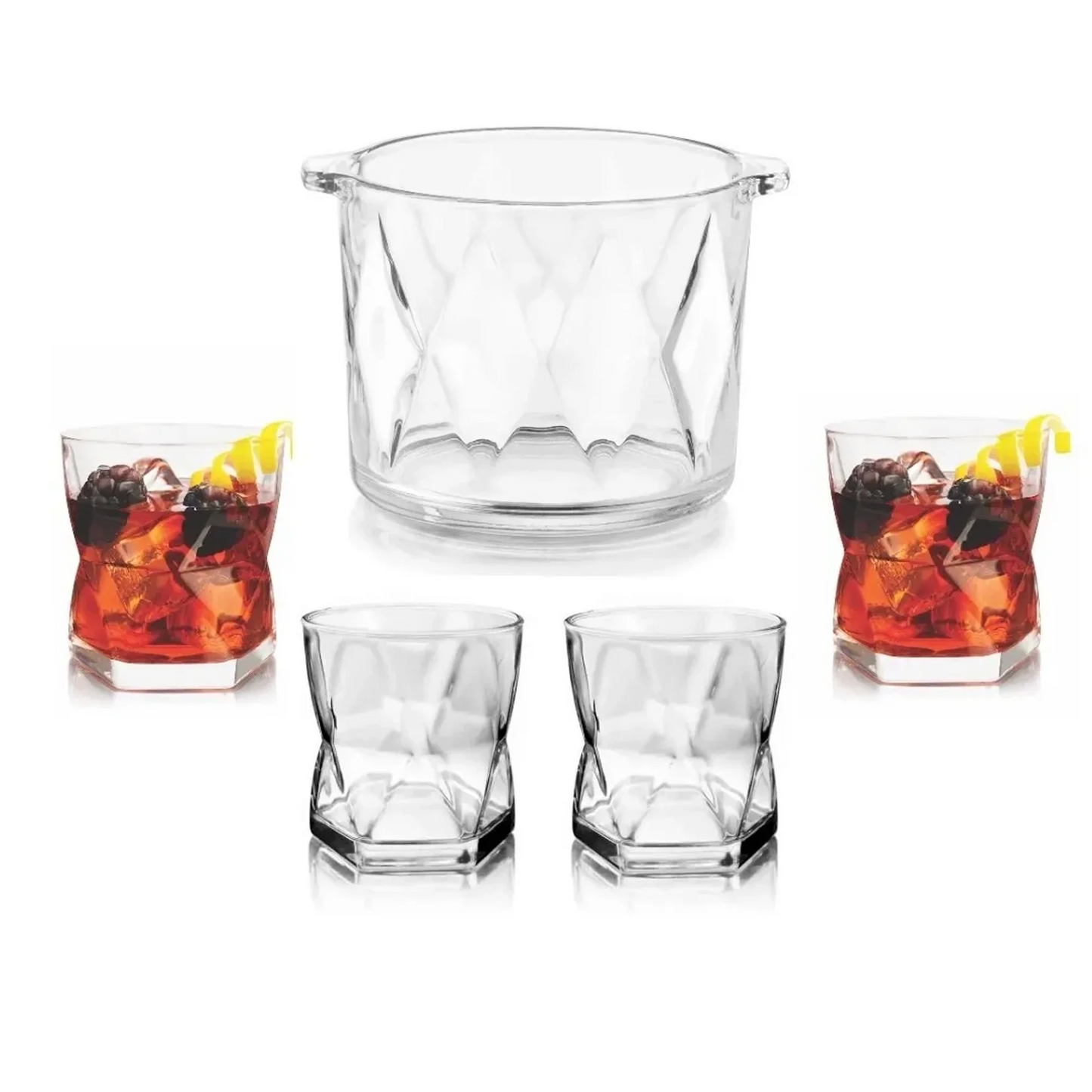 Juego de Vasos y Hielera Rombus - 5 piezas - Libbey