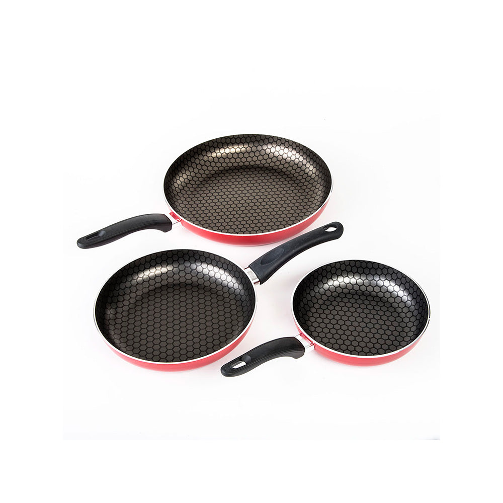 Juego de Sartenes con Teflon Habana Rojo - 3 piezas - CINSA