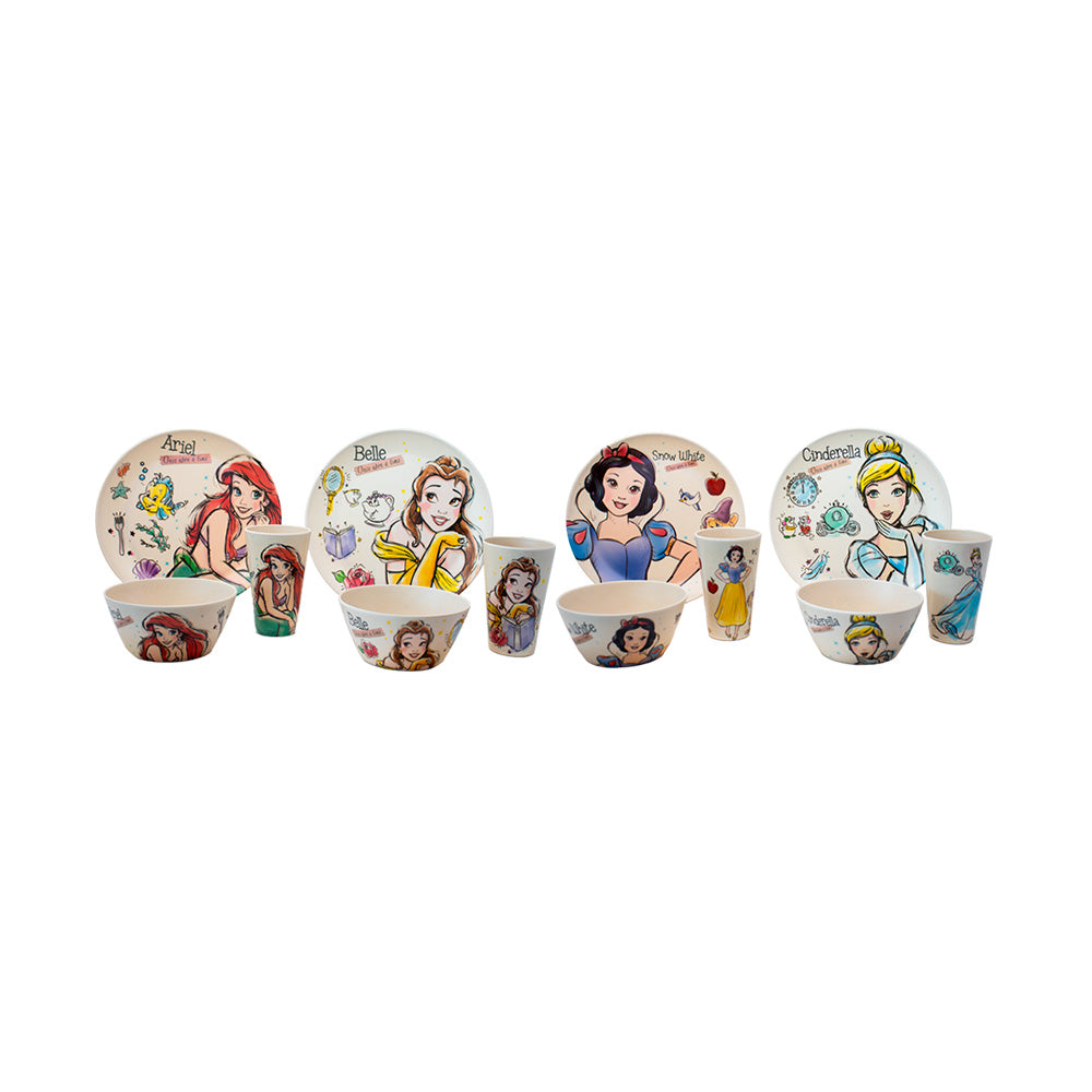 Vajilla Redonda Disney Princesas de Bambu - 12 piezas - Fun Kids