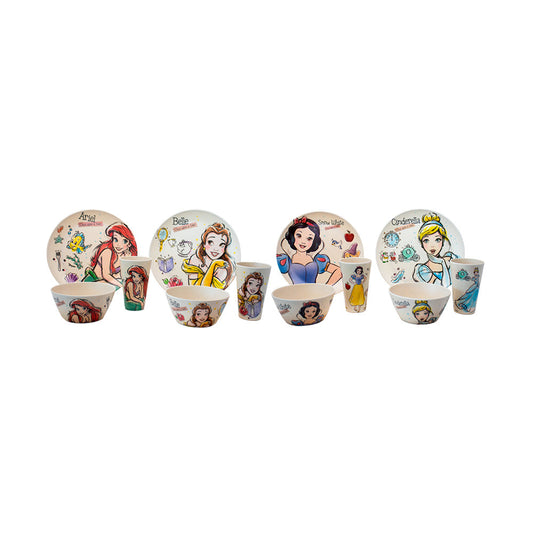 Vajilla Redonda Disney Princesas de Bambu - 12 piezas - Fun Kids