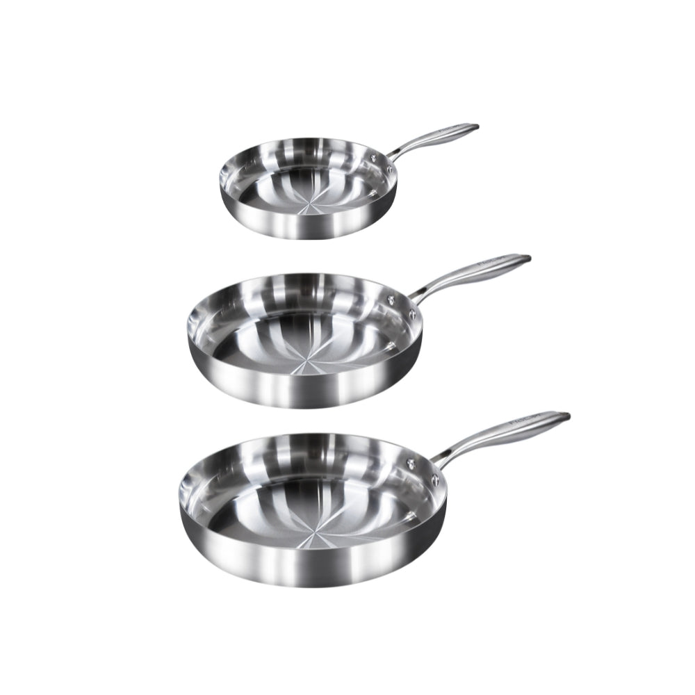 Juego de 3 Sartenes Acero Inoxidable 20, 24 y 30 cm Fraciel Pro