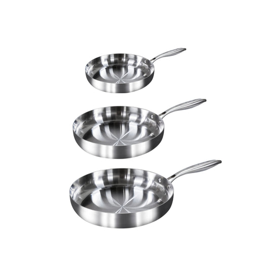 Juego de 3 Sartenes Acero Inoxidable 20, 24 y 30 cm Fraciel Pro