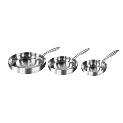 Juego de 3 Sartenes Acero Inoxidable 20, 24 y 30 cm Fraciel Pro