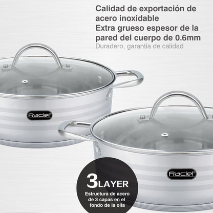 Juego de Budineras Turin Acero Inoxidable 3 pz Fraciel