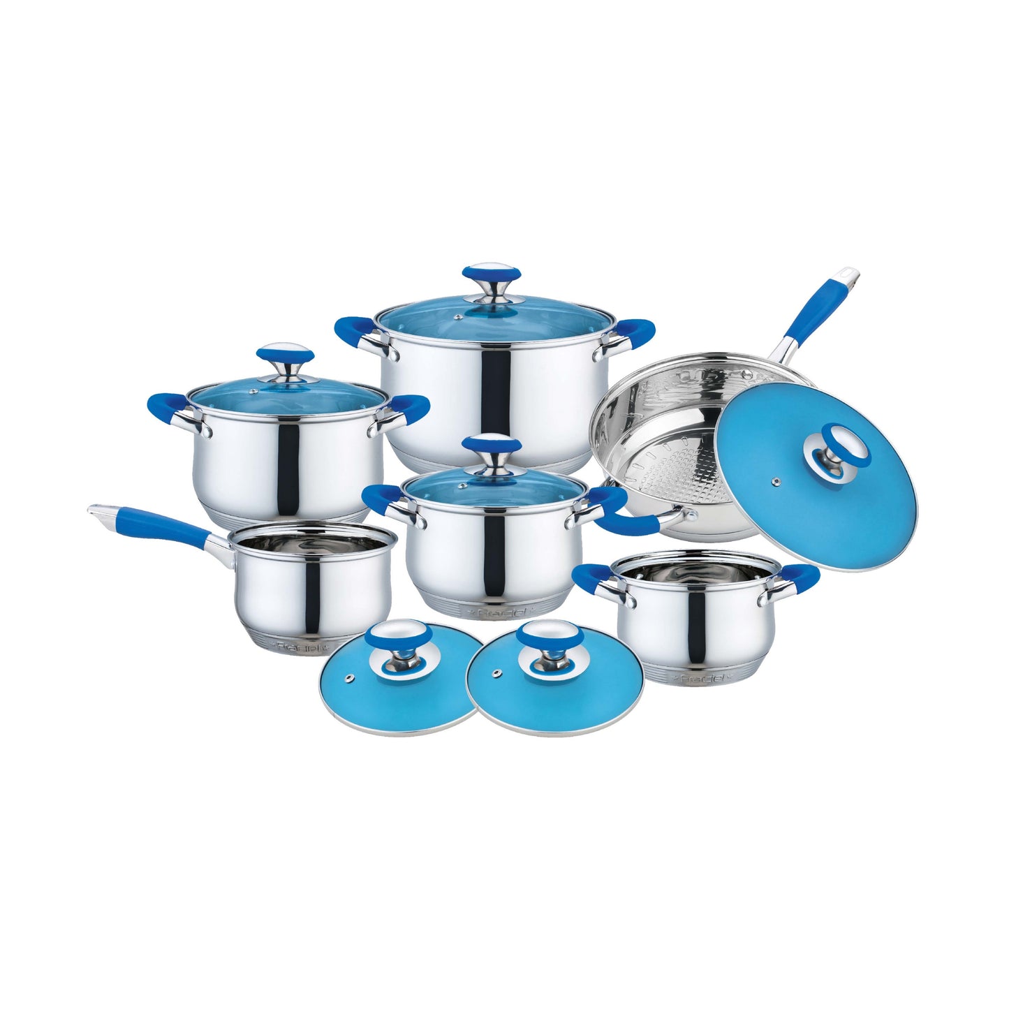 Batería de Cocina Omania Azul Acero Inoxidable 12 pz Fraciel