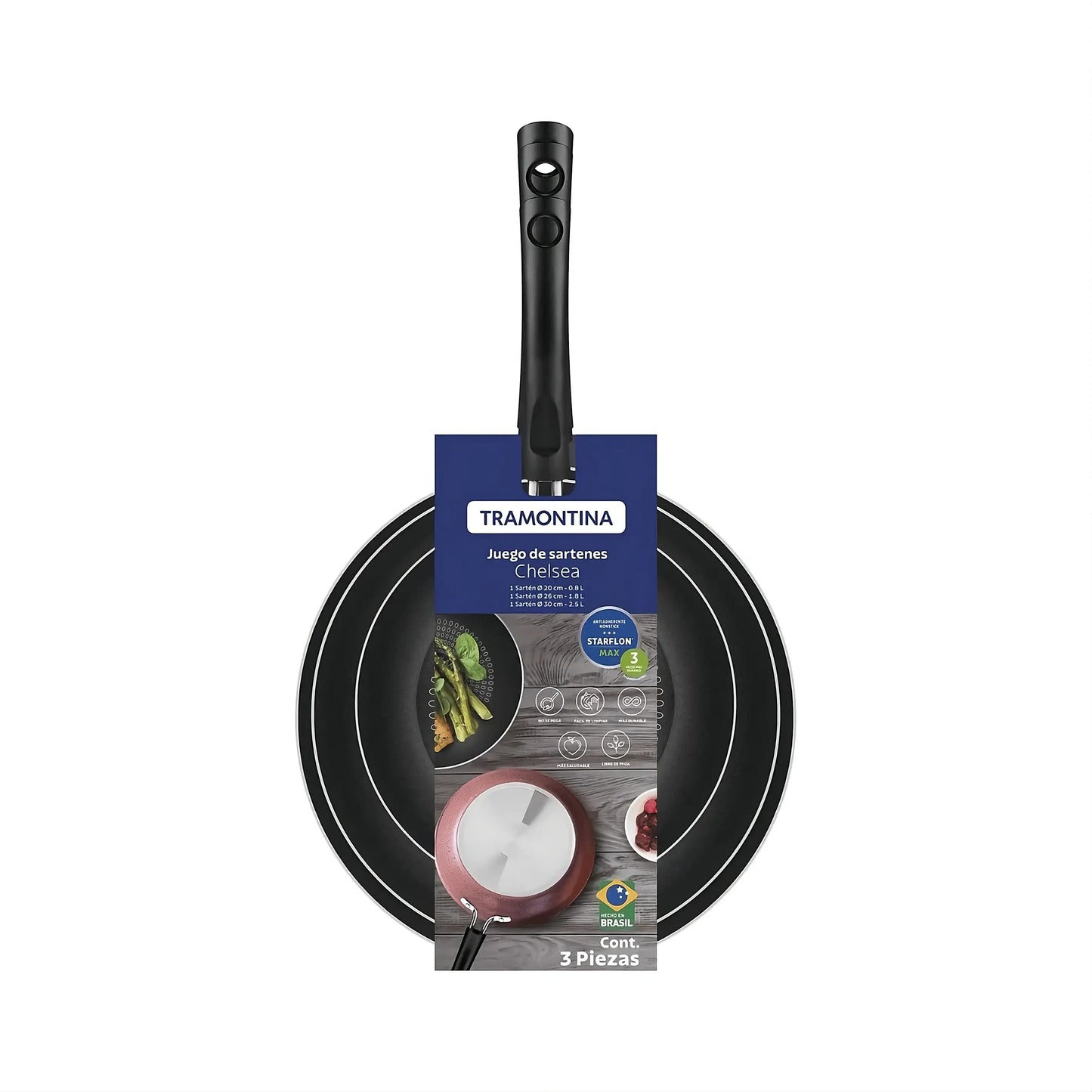 Juego de Sartenes de Aluminio Chelsea 3 piezas - Tramontina