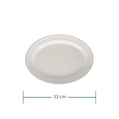 Plato Ovalado Blanco Glacial 33 cm