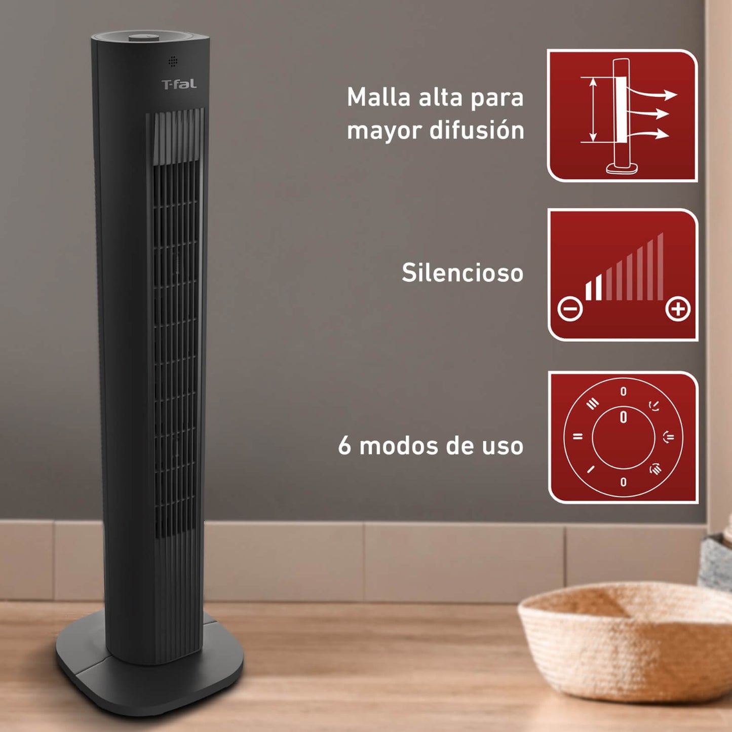 Ventilador de torre Tefal 3 velocidades - silencioso