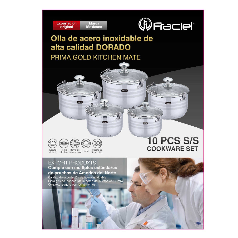 Batería de Cocina 10 Pz Acero inoxidable Inducción Astoria Fraciel