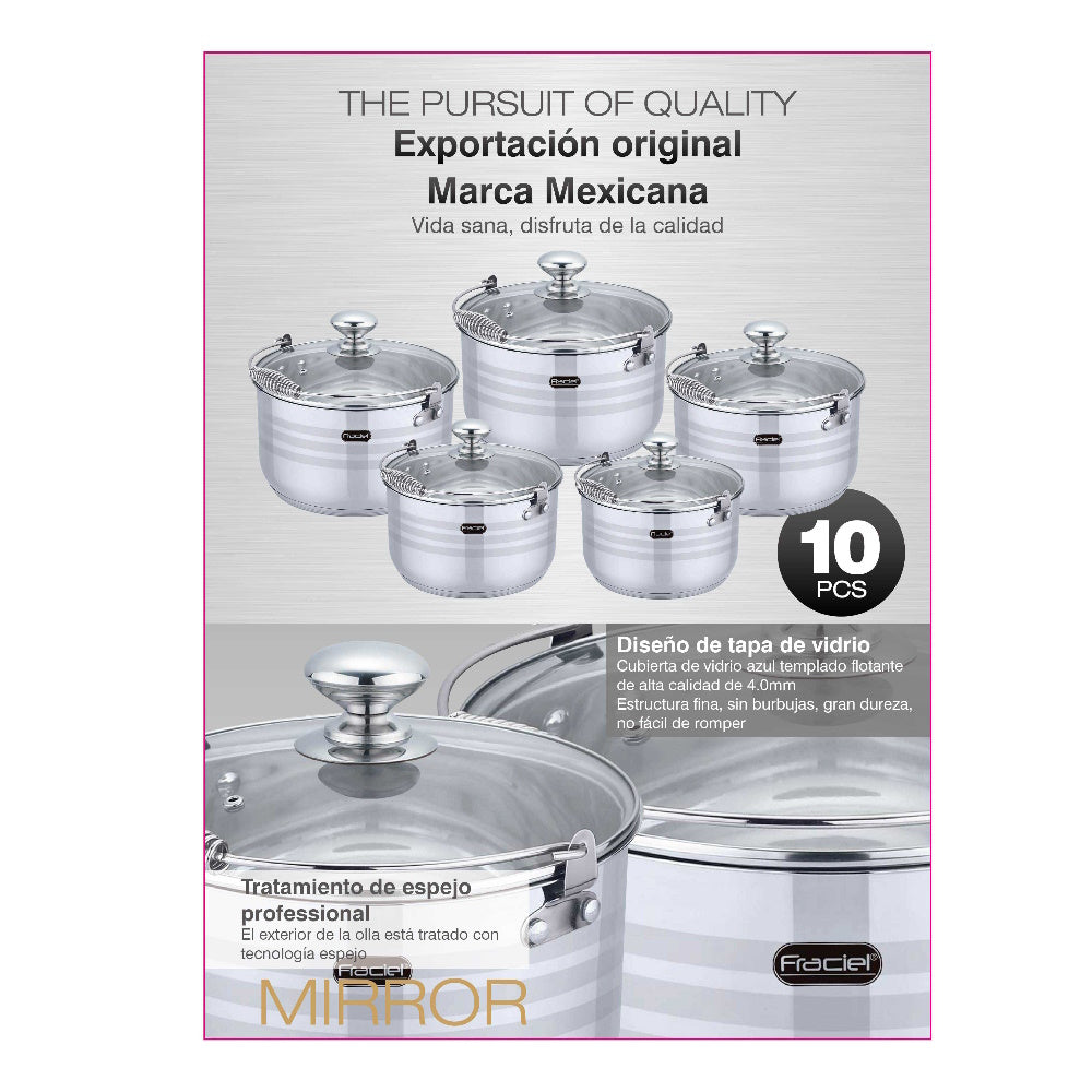 Batería de Cocina 10 Pz Acero inoxidable Inducción Astoria Fraciel