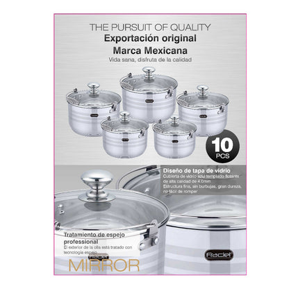 Batería de Cocina 10 Pz Acero inoxidable Inducción Astoria Fraciel