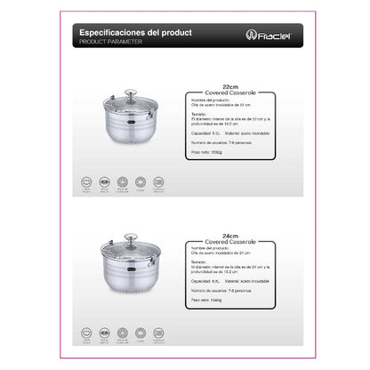 Batería de Cocina 10 Pz Acero inoxidable Inducción Astoria Fraciel