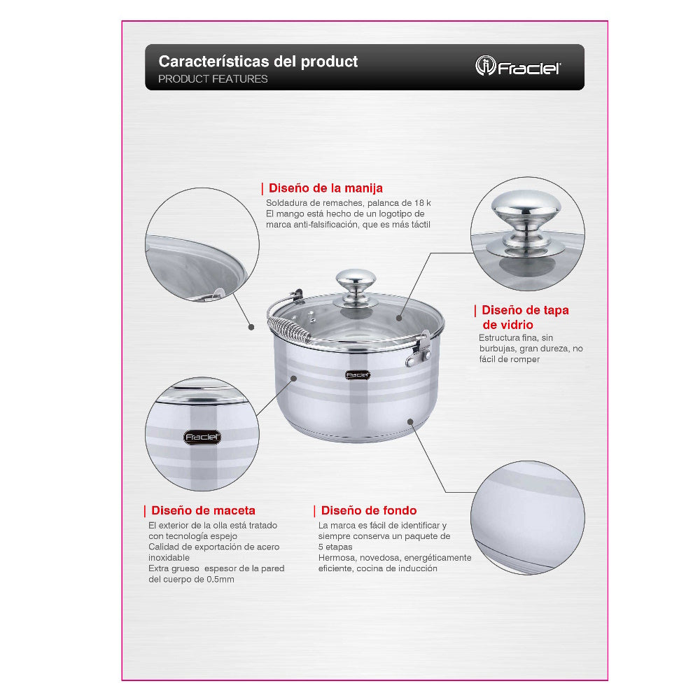 Batería de Cocina 10 Pz Acero inoxidable Inducción Astoria Fraciel