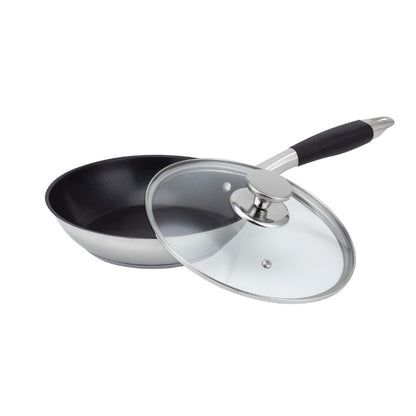 Sartén con Tapa 24 cm Acero Inoxidable y Antiadherente Fraciel