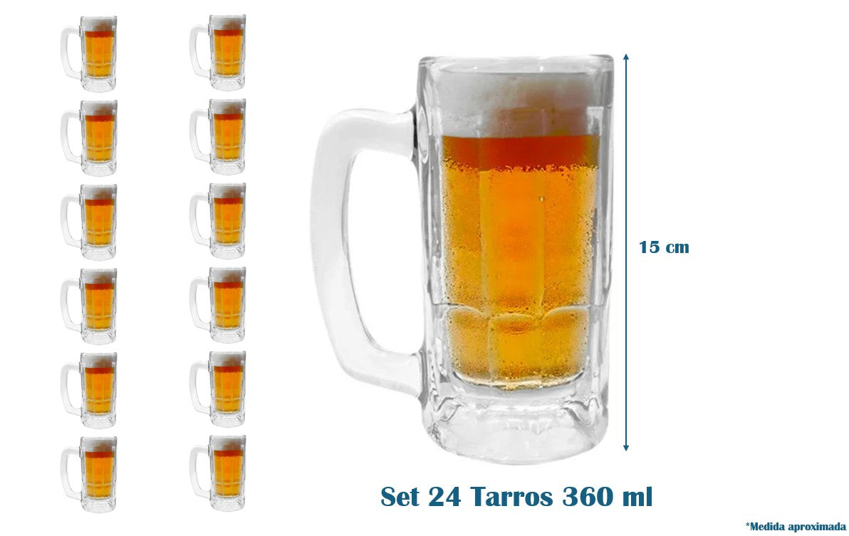 Set 24 Tarros Cerveceros 360 ml Glassia
