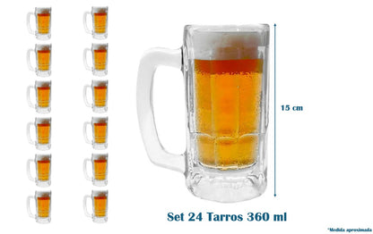 Set 24 Tarros Cerveceros 360 ml Glassia